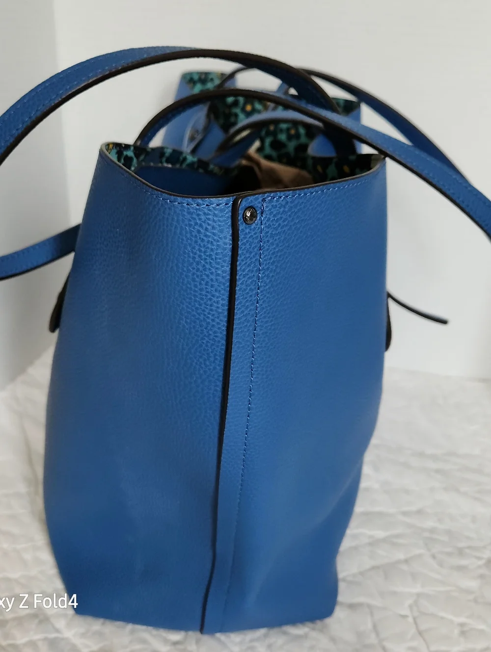 Coach Bright Blue Pebbled Leather Tote with New Tag + Wallet - Picture 7 of 16